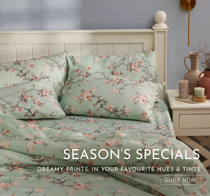 100% Cotton Printed Japenese Cherry Blossom Flower Design Green Bedsheet