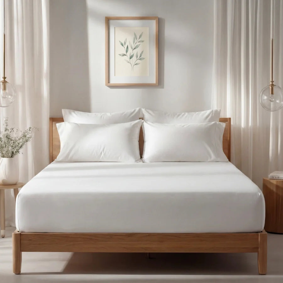 Bedding Bundle - 1000TC Fitted Sheet Set w [Bedding Bundle - Fitted Sheet Set with Duvet Cover - 1000TC Solid - White - King]