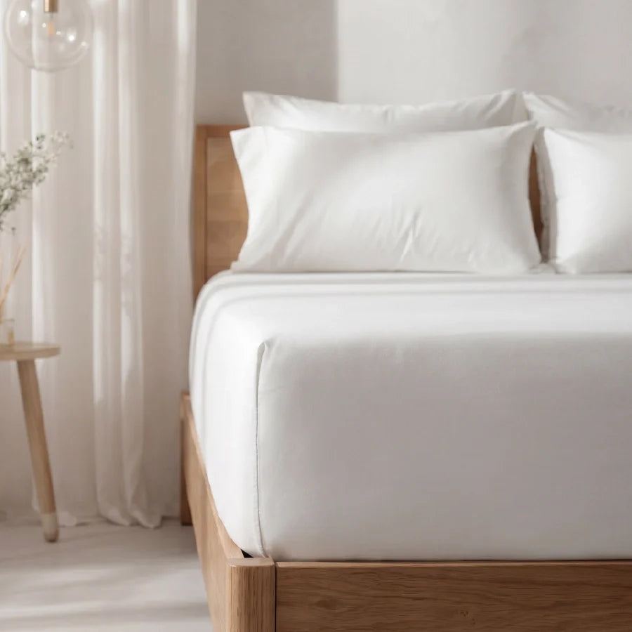 Bedding Bundle - 1000TC Fitted Sheet Set w [Bedding Bundle - Fitted Sheet Set with Duvet Cover - 1000TC Solid - White - King]