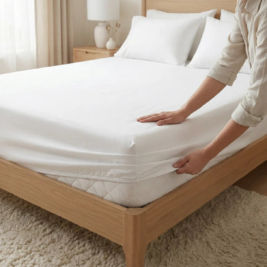 Bedding Bundle - 1000TC Fitted Sheet Set w [Bedding Bundle - Fitted Sheet Set with Duvet Cover - 1000TC Solid - White - King]