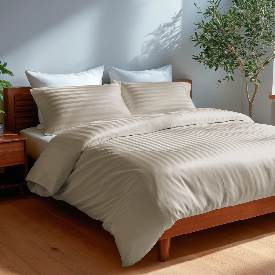 Duvet Cover - 300TC Striped Luxe - Double [Duvet Cover - 300TC Striped Luxe - Beige - Double]