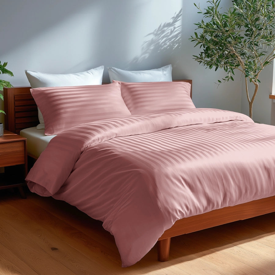 Duvet Cover - 300TC Striped Luxe - Double [Duvet Cover - 300TC Striped Luxe - Cameo Rose - Double]