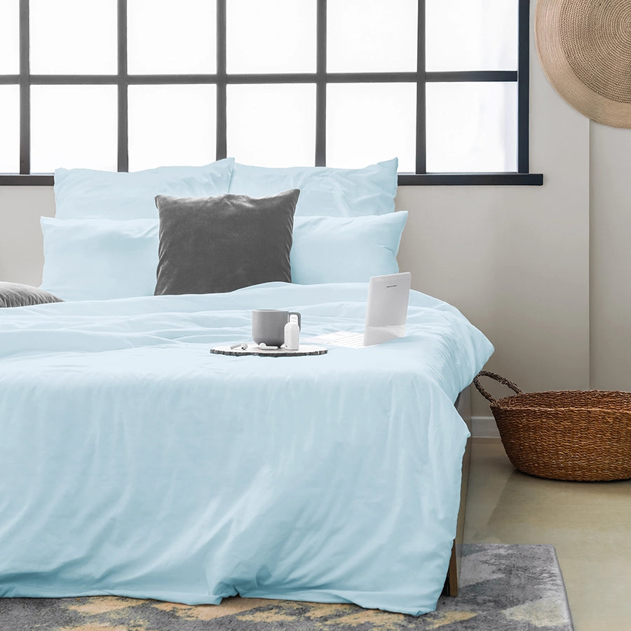 Fitted Sheet Set - 200TC Percale - Queen & King [Fitted Sheet Set - 200TC Percale - Pale Blue - Queen & King]