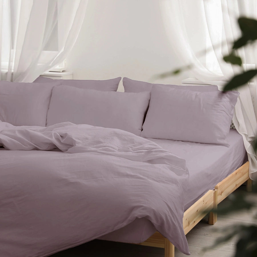 Fitted Sheet Set - 200TC Percale - Queen & King [Fitted Sheet Set - 200TC Percale - Lilac - Queen & King]