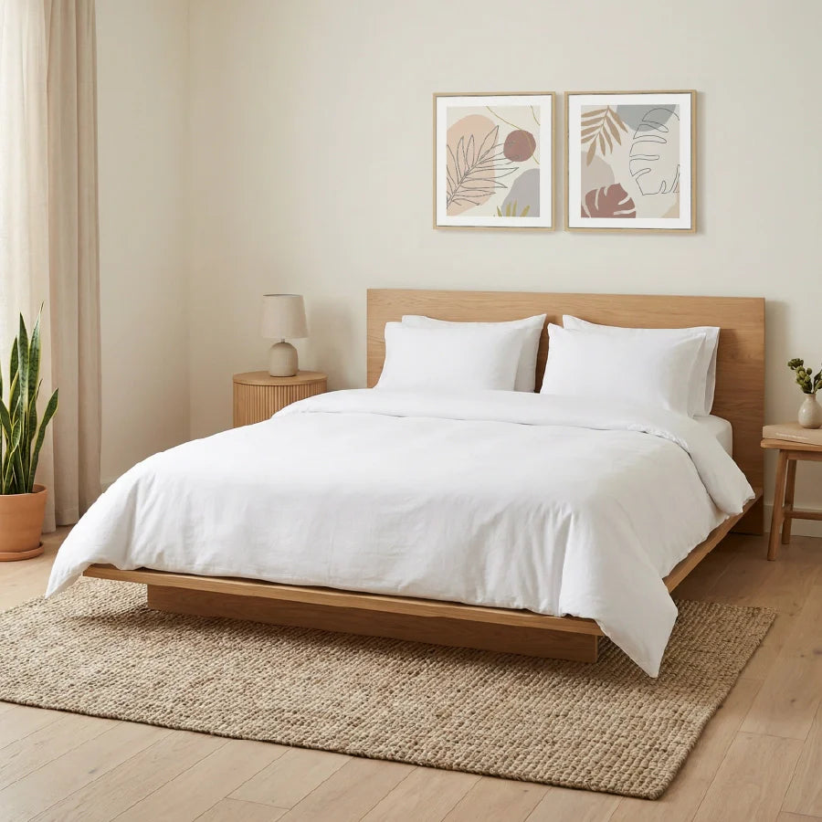 Duvet cover | 200TC Percale | 100% Cotton | Size : Double - Solid-White