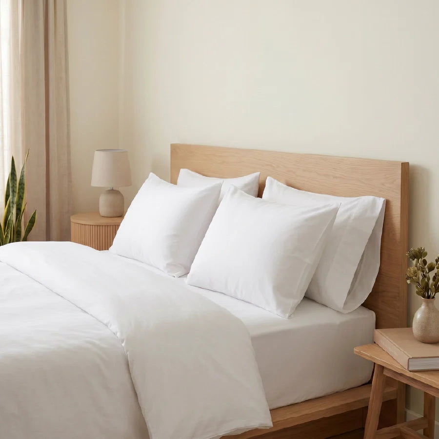 Duvet cover | 200TC Percale | 100% Cotton | Size : Double - Solid-White