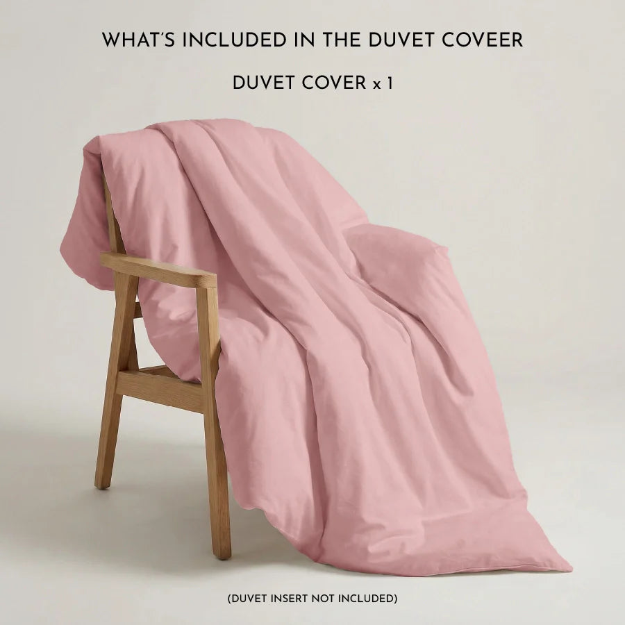 Duvet cover | 200TC Percale | 100% Cotton | Size : Double - Solid-Cameo-Rose