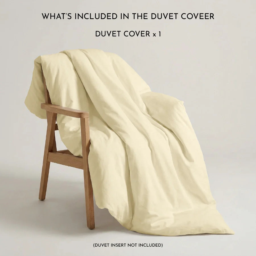 Duvet cover | 200TC Percale | 100% Cotton | Size : Double - Solid-Ivory