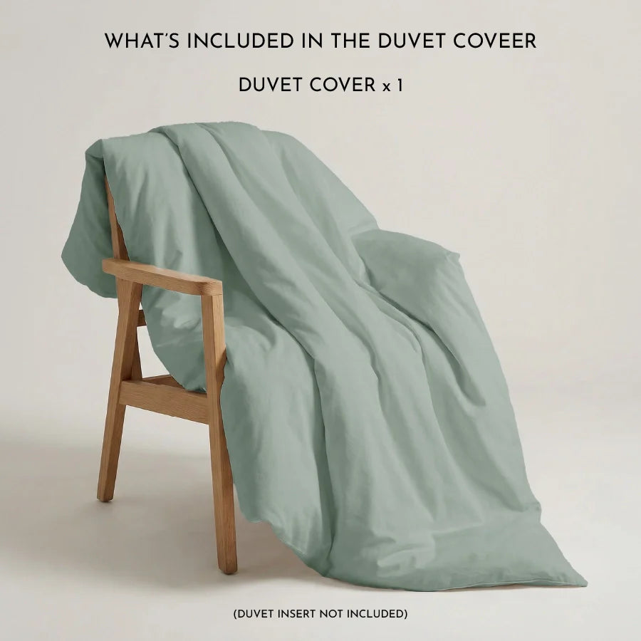 Duvet cover | 200TC Percale | 100% Cotton | Size : Double - Solid-Laurel-Green
