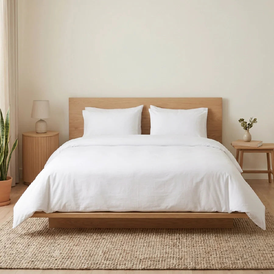 Duvet cover | 200TC Percale | 100% Cotton | Size : Double - Solid-White