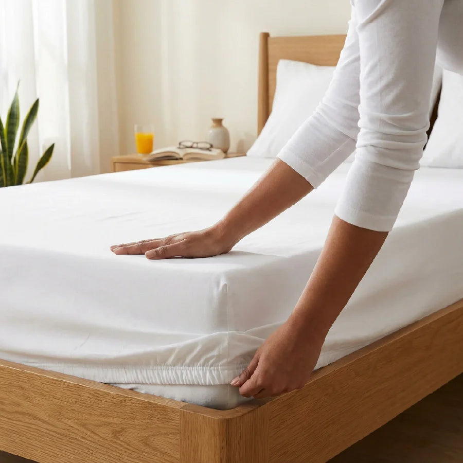 Fitted Bedsheet Set | 200TC Percale | 100% Cotton Bedsheet + 2 Pillow Cases [Sizes: King Bedsheets & Queen/ Double Bedsheets] - Solid-White