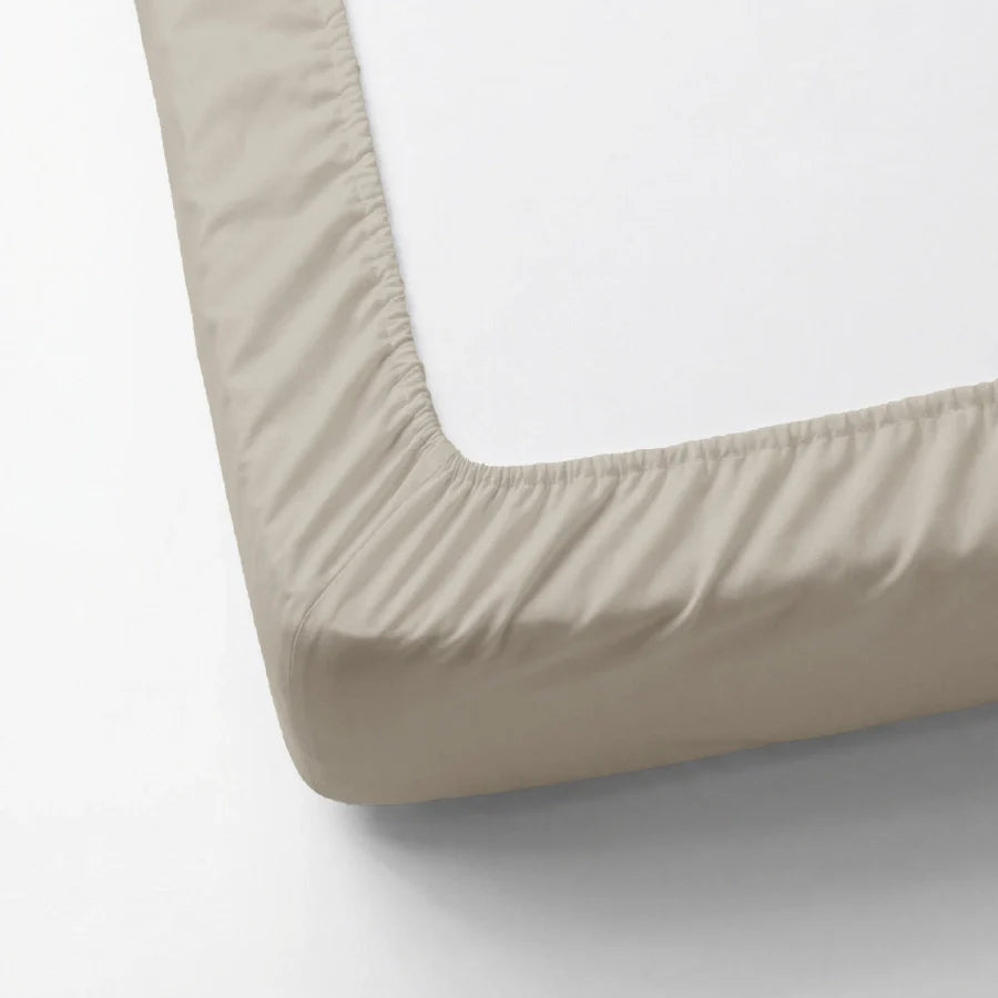 Fitted Bedsheet Set | 200TC Percale | 100% Cotton Bedsheet + 2 Pillow Cases [Sizes: King Bedsheets & Queen/ Double Bedsheets] - Solid-Beige