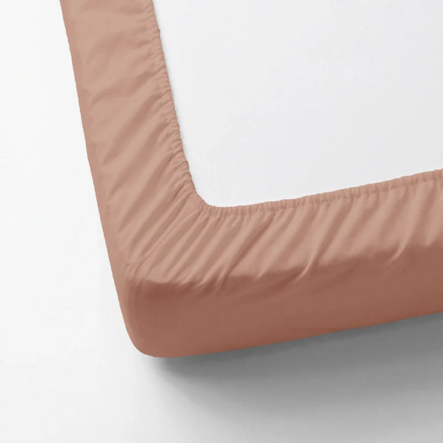 Fitted Bedsheet Set | 200TC Percale | 100% Cotton Bedsheet + 2 Pillow Cases [Sizes: King Bedsheets & Queen/ Double Bedsheets] - Solid-Coral