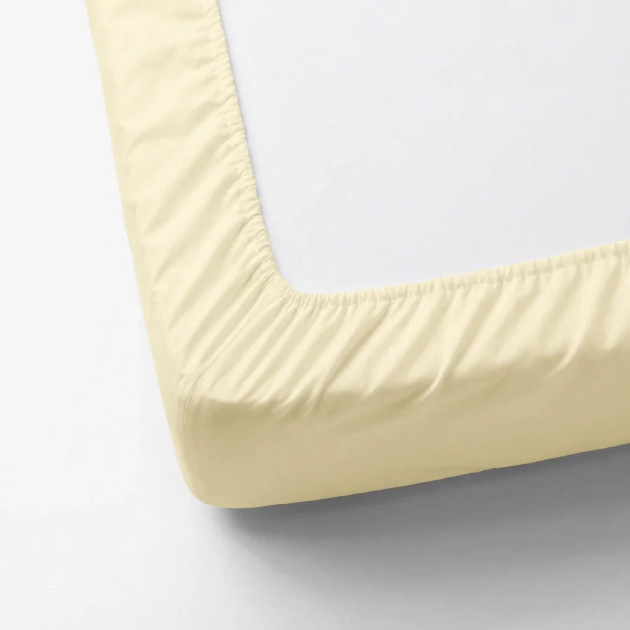 Fitted Bedsheet Set | 200TC Percale | 100% Cotton Bedsheet + 2 Pillow Cases [Sizes: King Bedsheets & Queen/ Double Bedsheets] - Solid-Ivory