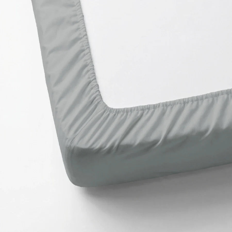 Fitted Bedsheet Set | 200TC Percale | 100% Cotton Bedsheet + 2 Pillow Cases [Sizes: King Bedsheets & Queen/ Double Bedsheets] - Solid-Light-Grey