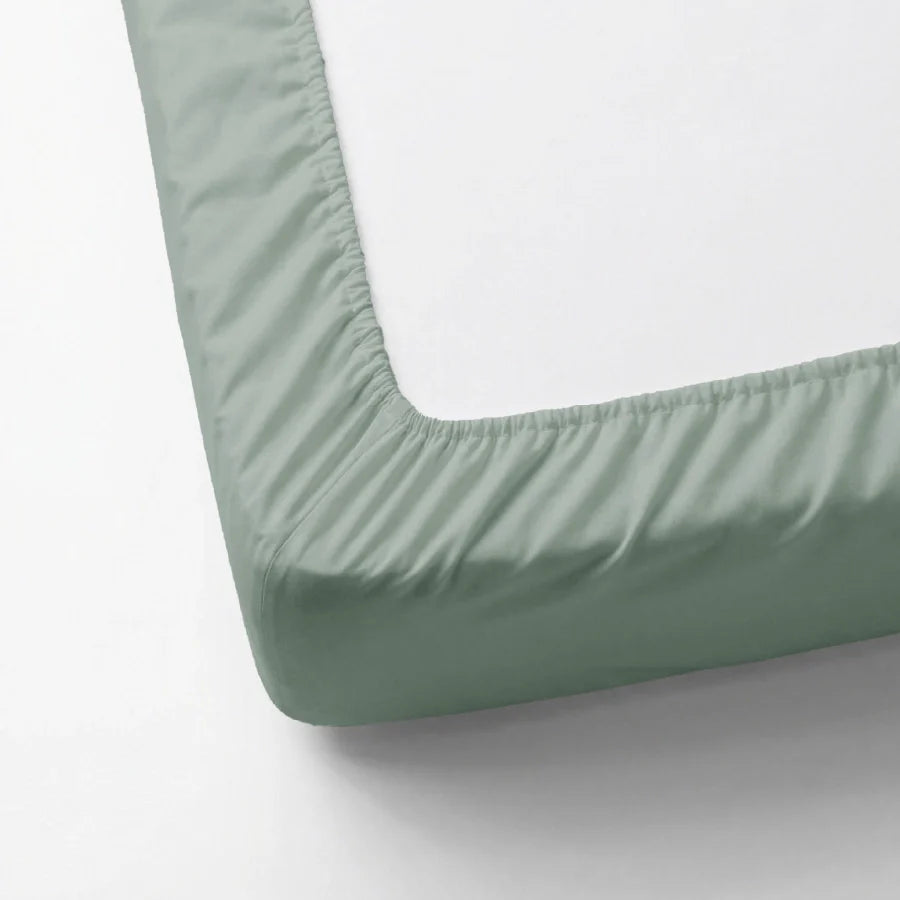 Fitted Bedsheet Set | 200TC Percale | 100% Cotton Bedsheet + 2 Pillow Cases [Sizes: King Bedsheets & Queen/ Double Bedsheets] - Solid-Laurel-Green