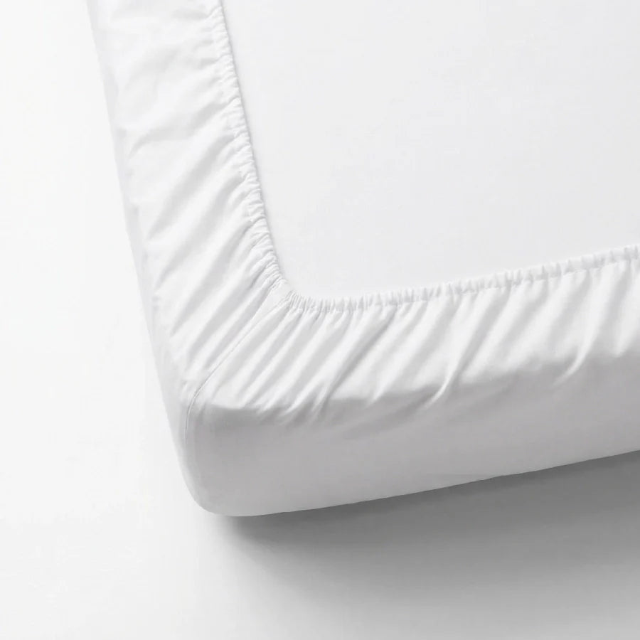 Fitted Bedsheet Set | 200TC Percale | 100% Cotton Bedsheet + 2 Pillow Cases [Sizes: King Bedsheets & Queen/ Double Bedsheets] - Solid-White