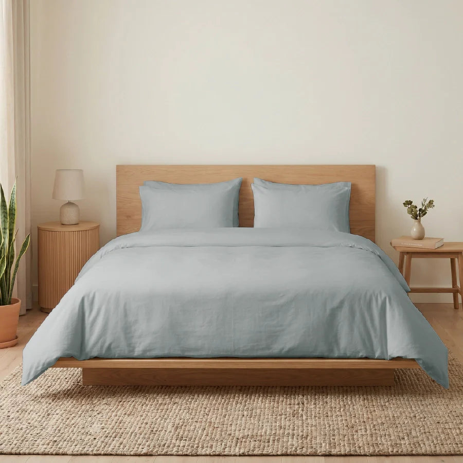 Fitted Bedsheet Set | 200TC Percale | 100% Cotton Bedsheet + 2 Pillow Cases [Sizes: King Bedsheets & Queen/ Double Bedsheets] - Solid-Light-Grey