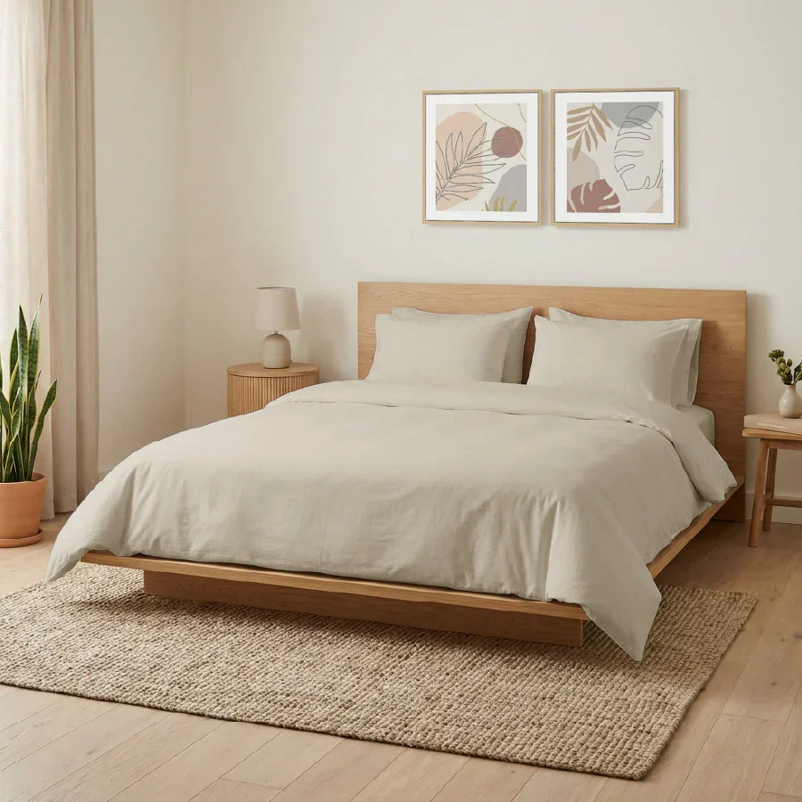 Bedsheet Set | 200TC Percale | 100% Cotton King Size Bedsheet + 2 Pillow Cases - Single - Beige