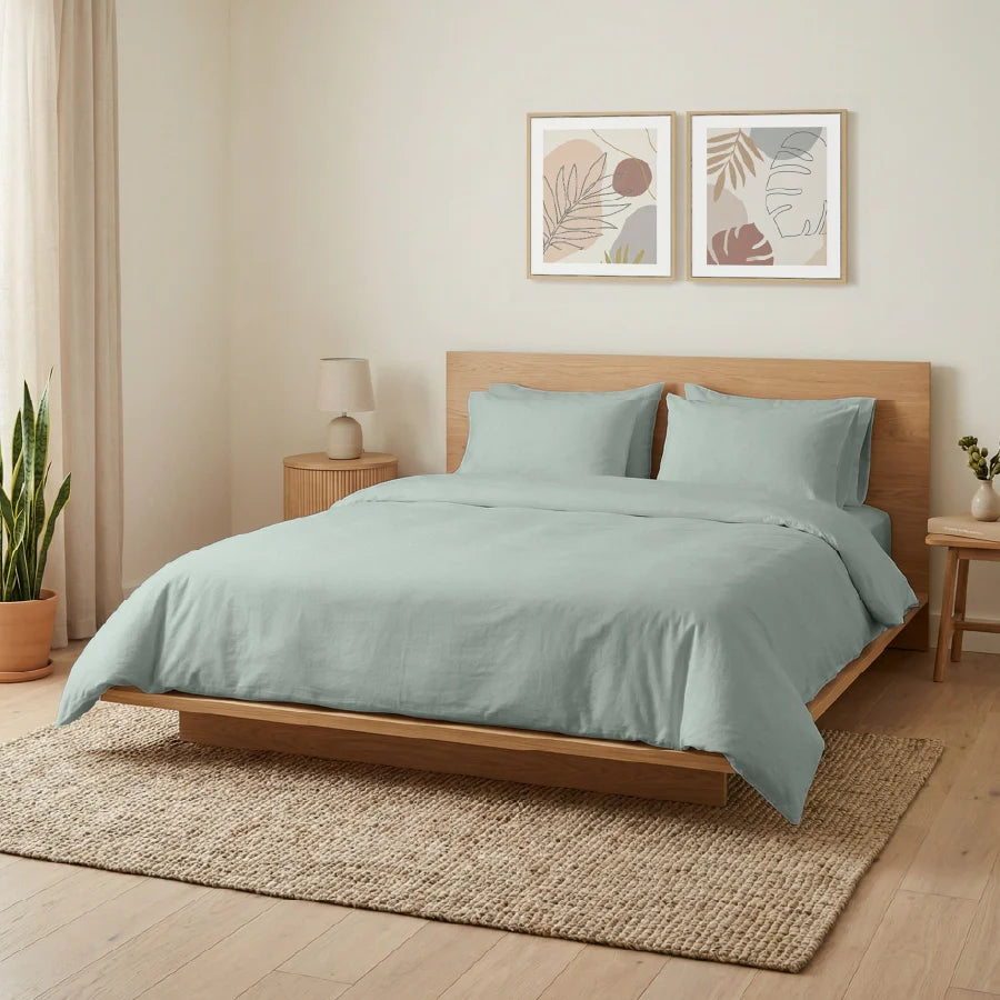 Bedsheet Set | 200TC Percale | 100% Cotton King Size Bedsheet + 2 Pillow Cases - Solid-Laurel-Green