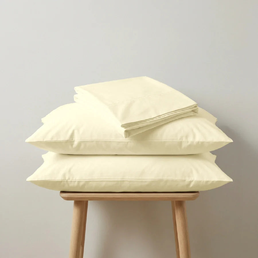Bedsheet Set | 200TC Percale | 100% Cotton King Size Bedsheet + 2 Pillow Cases - Solid-Ivory