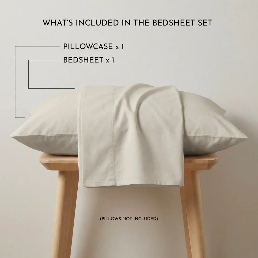 Bedsheet Set | 200TC Percale | 100% Cotton King Size Bedsheet + 2 Pillow Cases - Single - Beige