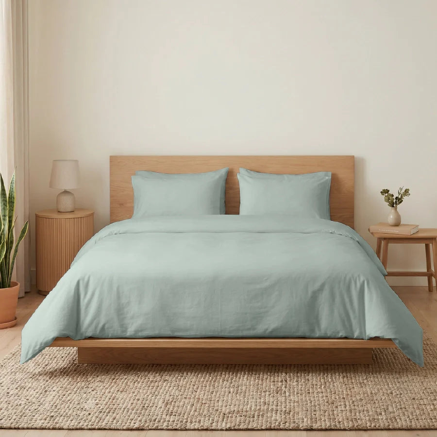 Bedsheet Set | 200TC Percale | 100% Cotton King Size Bedsheet + 2 Pillow Cases - Solid-Laurel-Green