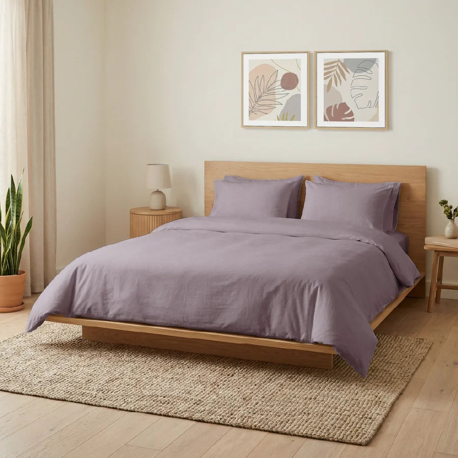 Pillow Cover | 200TC Percale | 100% Cotton | Pack of 2 Pillow Cases - Solid-Lilac