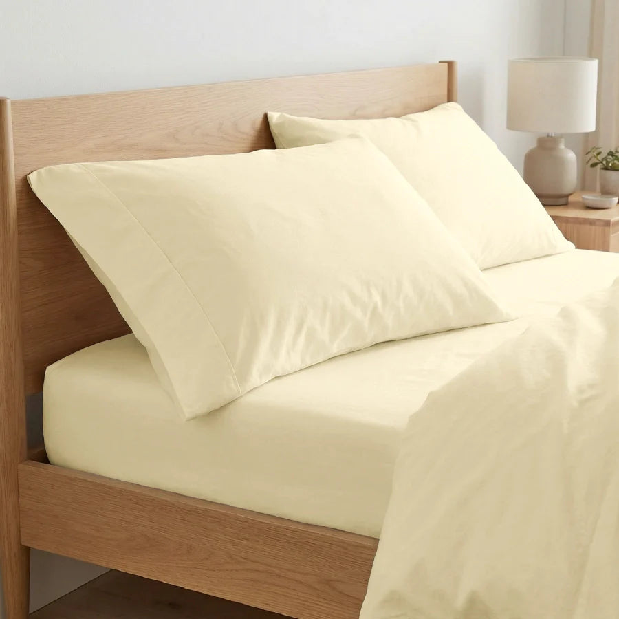 Pillow Cover | 200TC Percale | 100% Cotton | Pack of 2 Pillow Cases - Solid-Ivory
