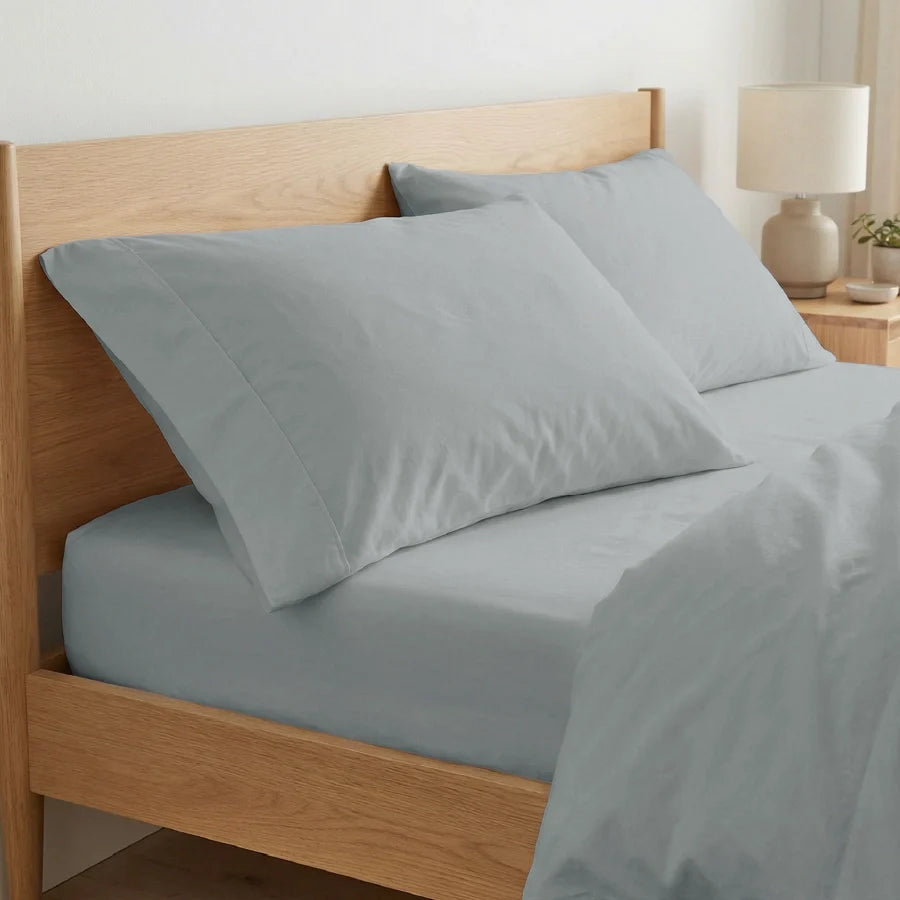 Pillow Cover | 200TC Percale | 100% Cotton | Pack of 2 Pillow Cases - Solid-Light-Grey
