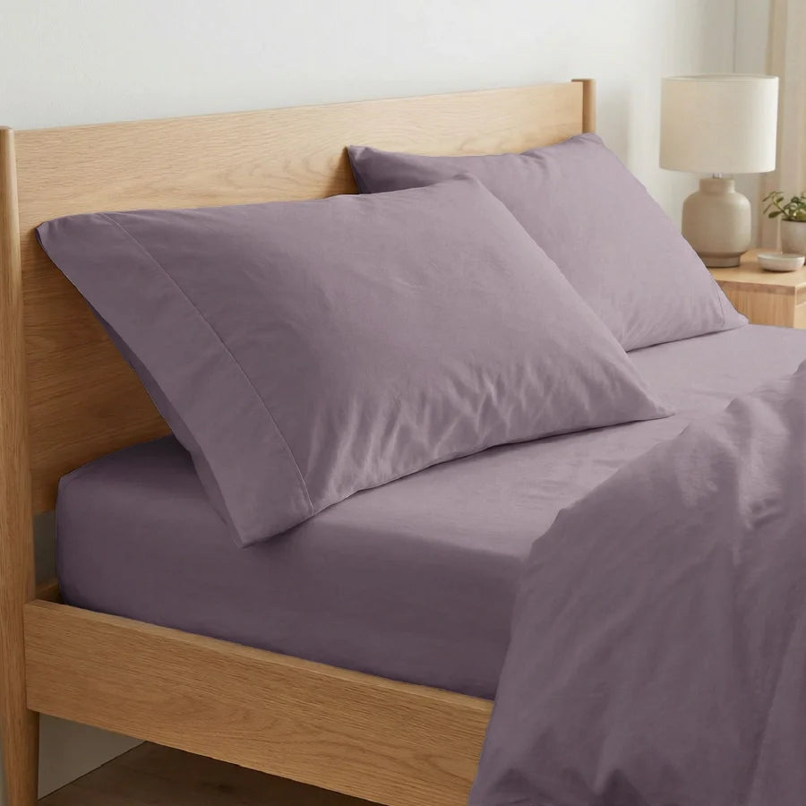 Pillow Cover | 200TC Percale | 100% Cotton | Pack of 2 Pillow Cases - Solid-Lilac