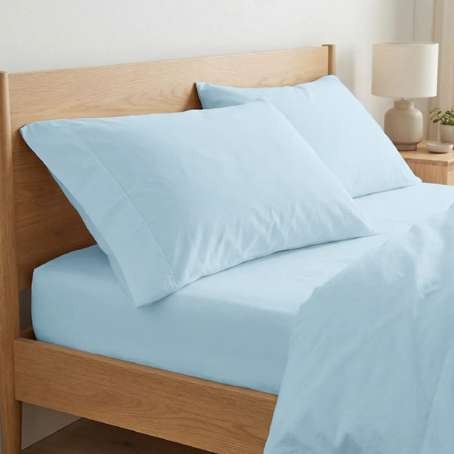Pillow Cover | 200TC Percale | 100% Cotton | Pack of 2 Pillow Cases - Solid-Pale-Blue