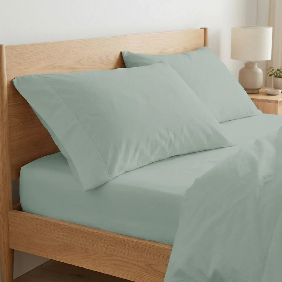 Pillow Cover | 200TC Percale | 100% Cotton | Pack of 2 Pillow Cases - Solid-Laurel-Green