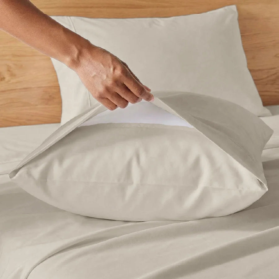 Pillow Cover | 200TC Percale | 100% Cotton | Pack of 2 Pillow Cases - Solid-Beige