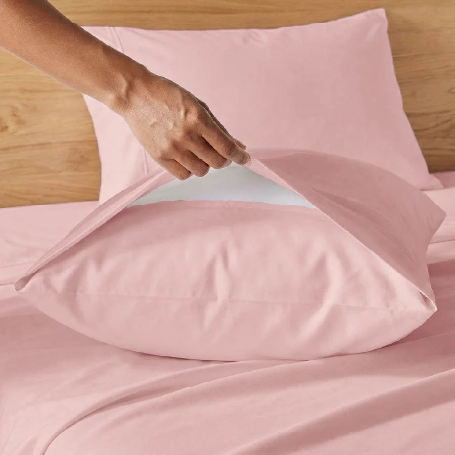 Pillow Cover | 200TC Percale | 100% Cotton | Pack of 2 Pillow Cases - Solid-Cameo-Rose