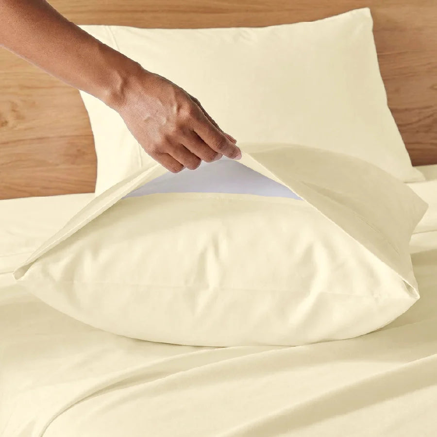 Pillow Cover | 200TC Percale | 100% Cotton | Pack of 2 Pillow Cases - Solid-Ivory