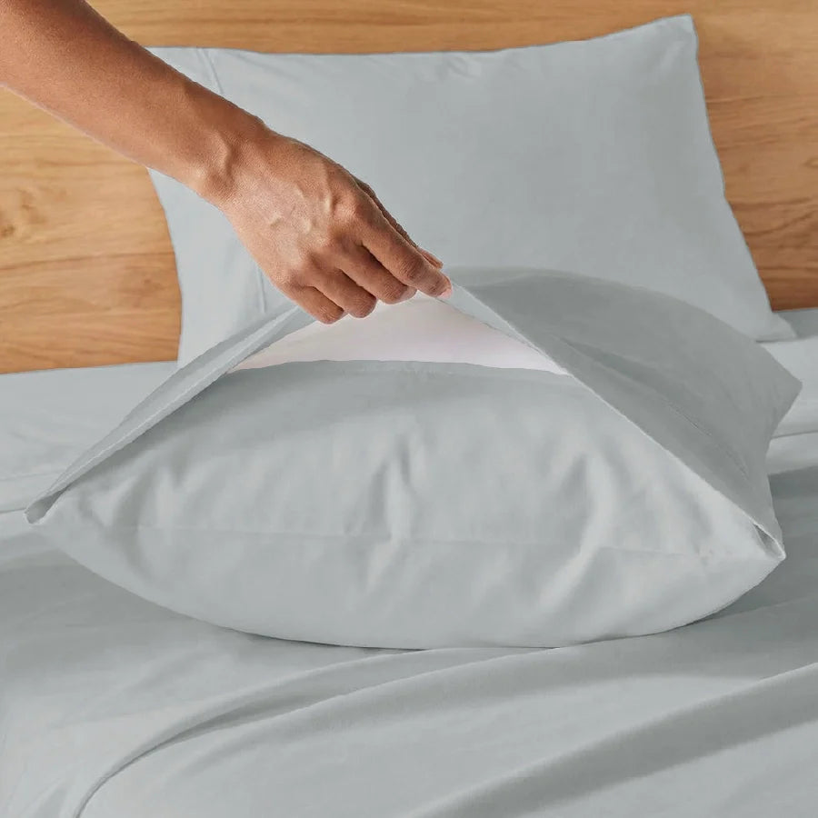 Pillow Cover | 200TC Percale | 100% Cotton | Pack of 2 Pillow Cases - Solid-Light-Grey