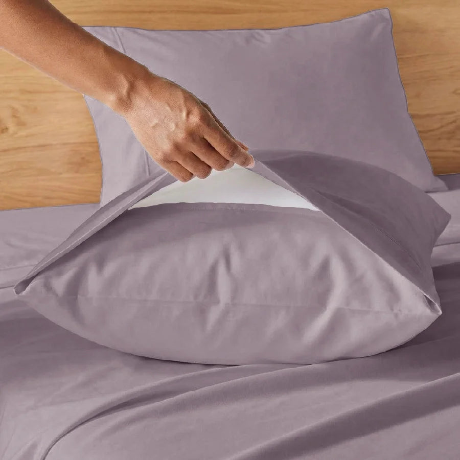 Pillow Cover | 200TC Percale | 100% Cotton | Pack of 2 Pillow Cases - Solid-Lilac