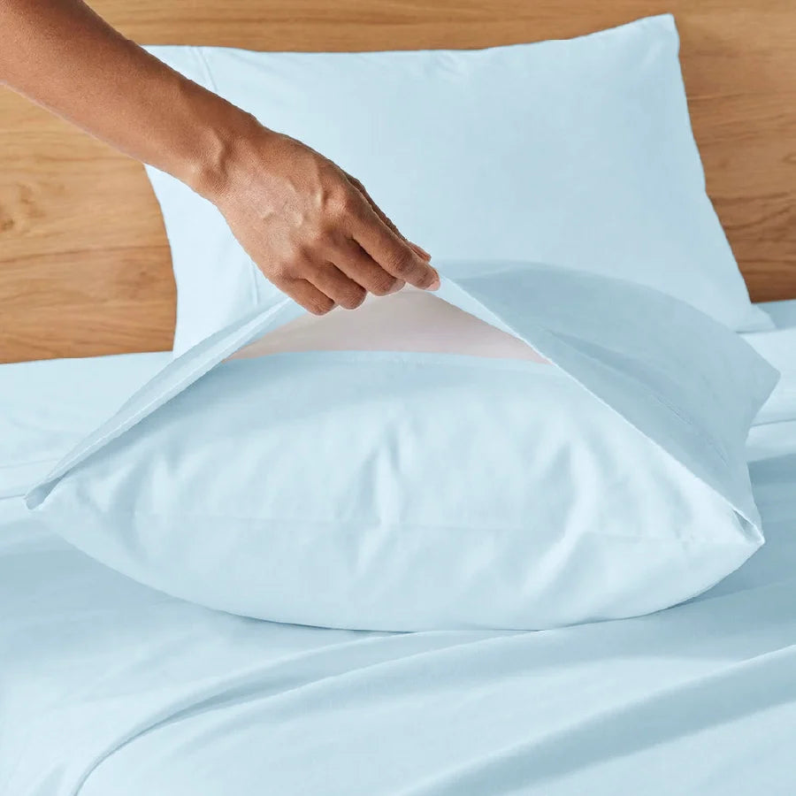 Pillow Cover | 200TC Percale | 100% Cotton | Pack of 2 Pillow Cases - Solid-Pale-Blue