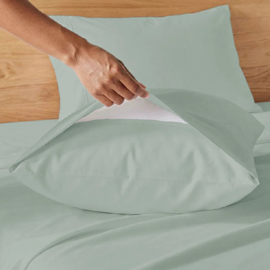 Pillow Cover | 200TC Percale | 100% Cotton | Pack of 2 Pillow Cases - Solid-Laurel-Green