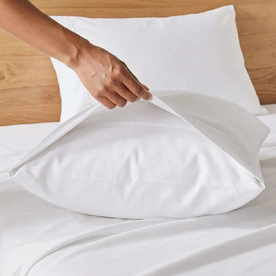 Pillow Cover | 200TC Percale | 100% Cotton | Pack of 2 Pillow Cases - Solid-White
