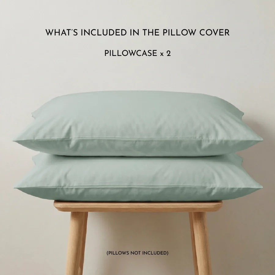 Pillow Cover | 200TC Percale | 100% Cotton | Pack of 2 Pillow Cases - Solid-Laurel-Green