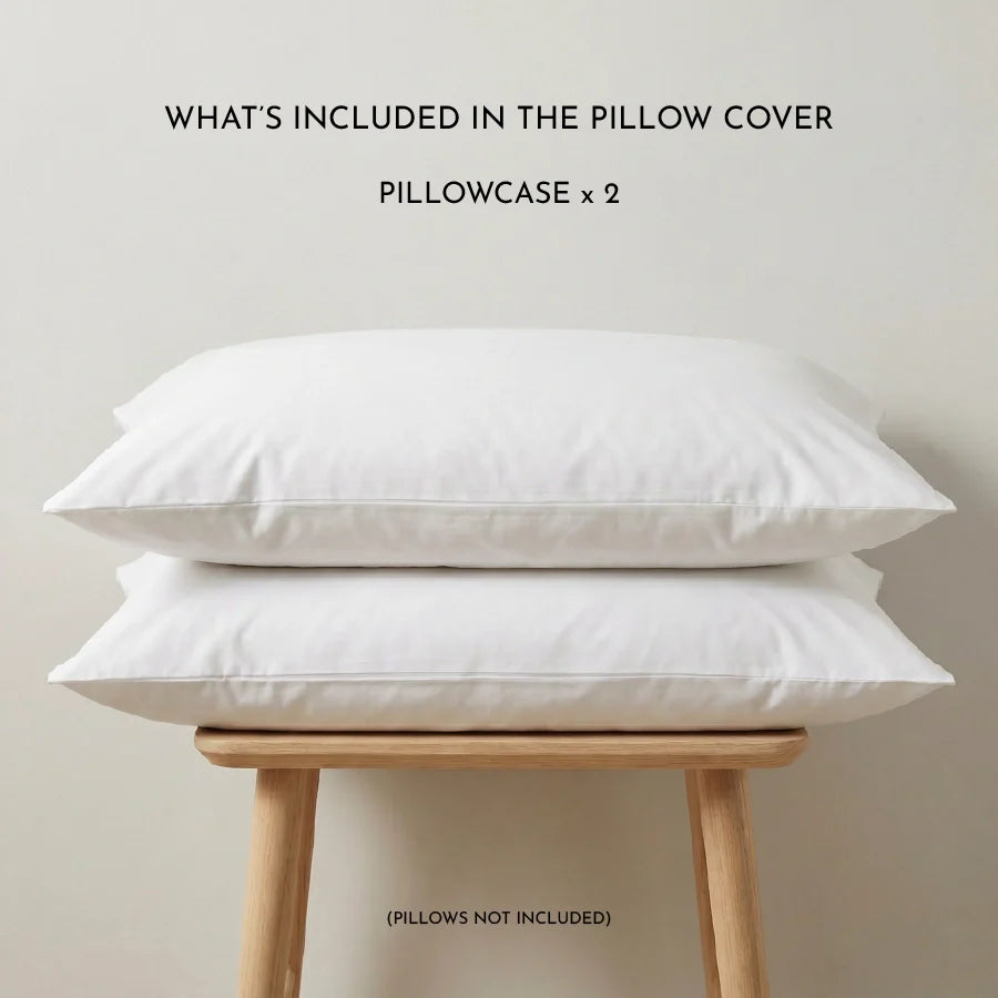 Pillow Cover | 200TC Percale | 100% Cotton | Pack of 2 Pillow Cases - Solid-White