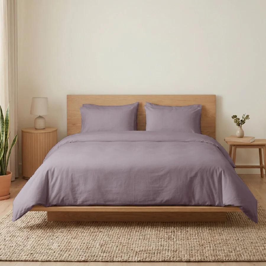 Pillow Cover | 200TC Percale | 100% Cotton | Pack of 2 Pillow Cases - Solid-Lilac