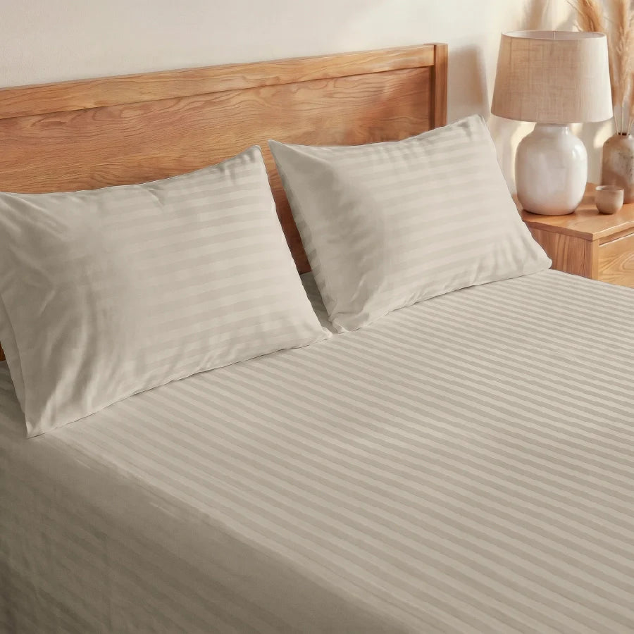 300TC Stripes Bedsheet Beige