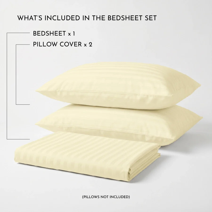 300TC Stripes Bedsheet Ivory