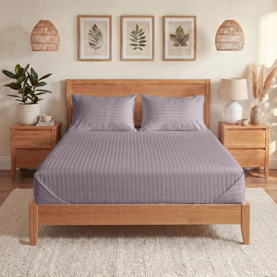 300TC Stripes Bedsheet Lilac
