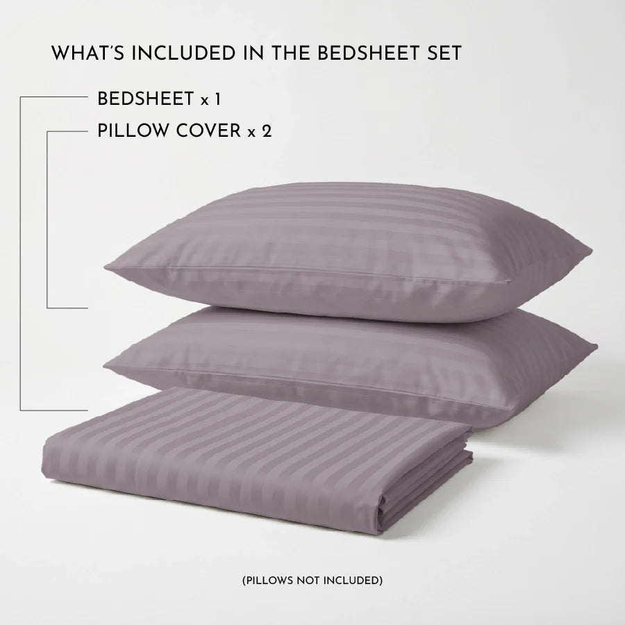 300TC Stripes Bedsheet Lilac