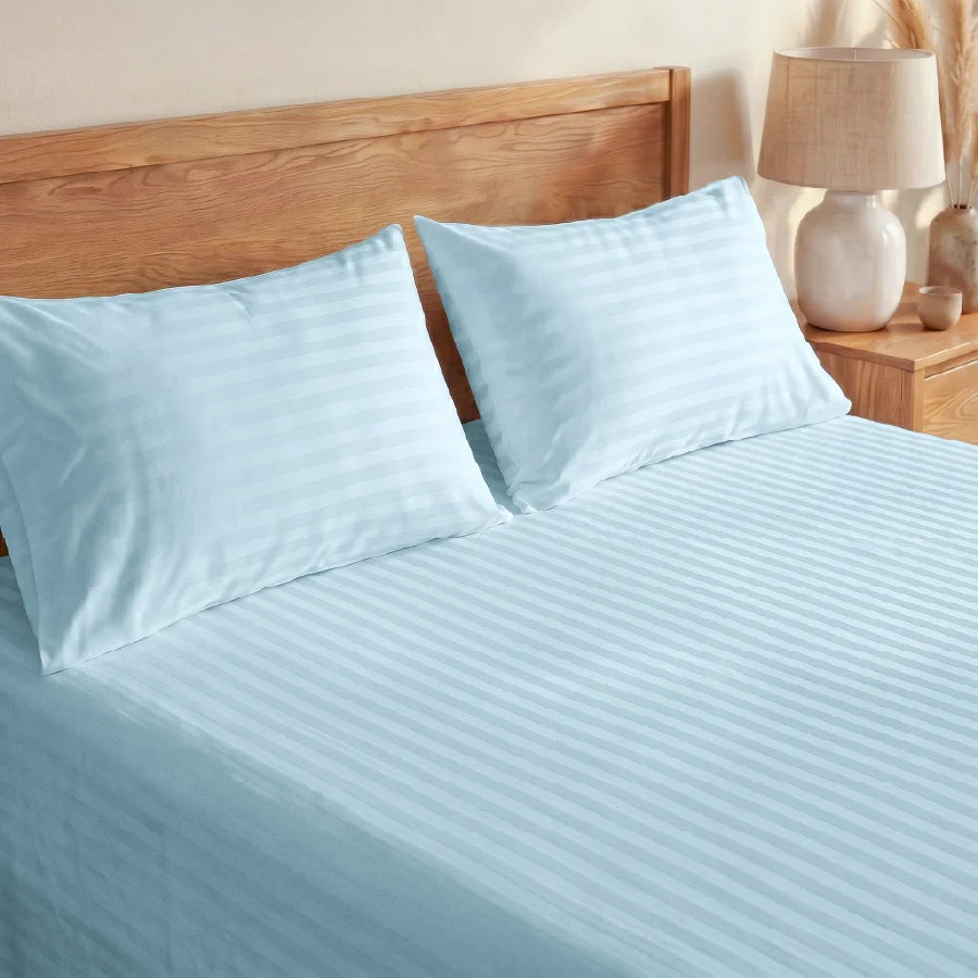 300TC Stripes Bedsheet Pale Blue