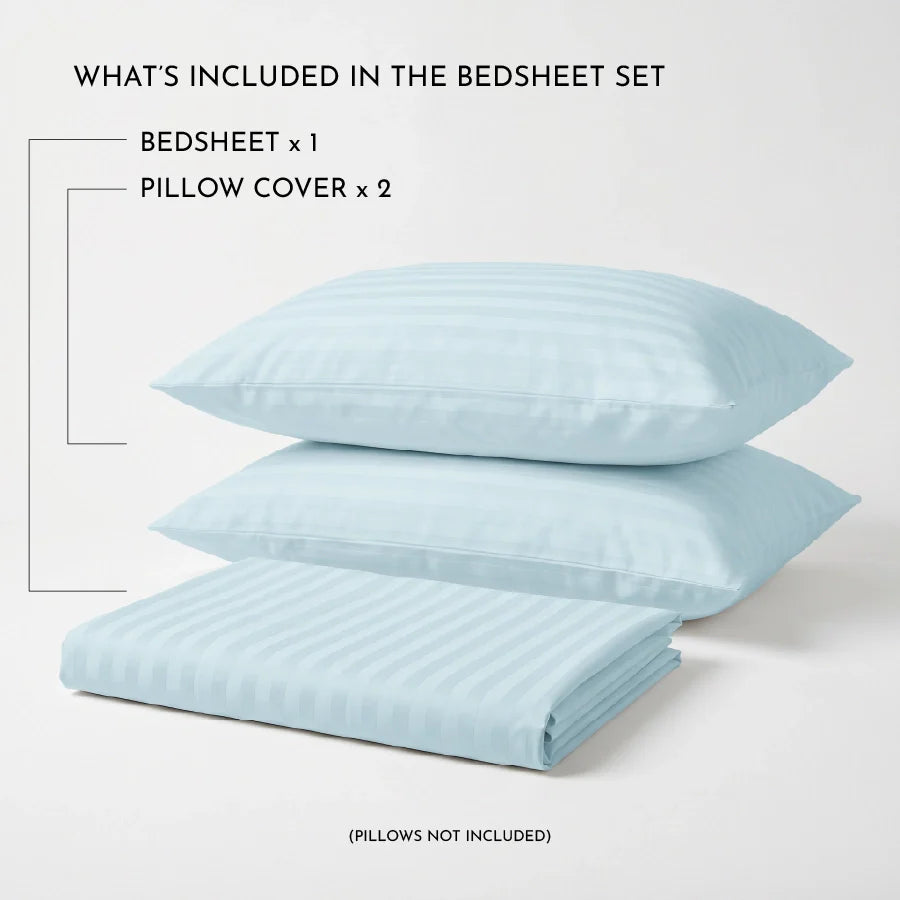 300TC Stripes Bedsheet Pale Blue